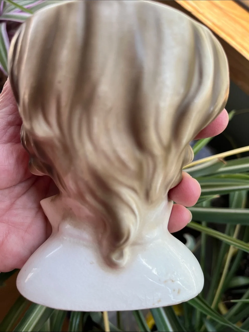 Vtg Royal Crown Lady Head Vase 3410 Japan 5'' Striped Green Shirt 60s/70s *READ*